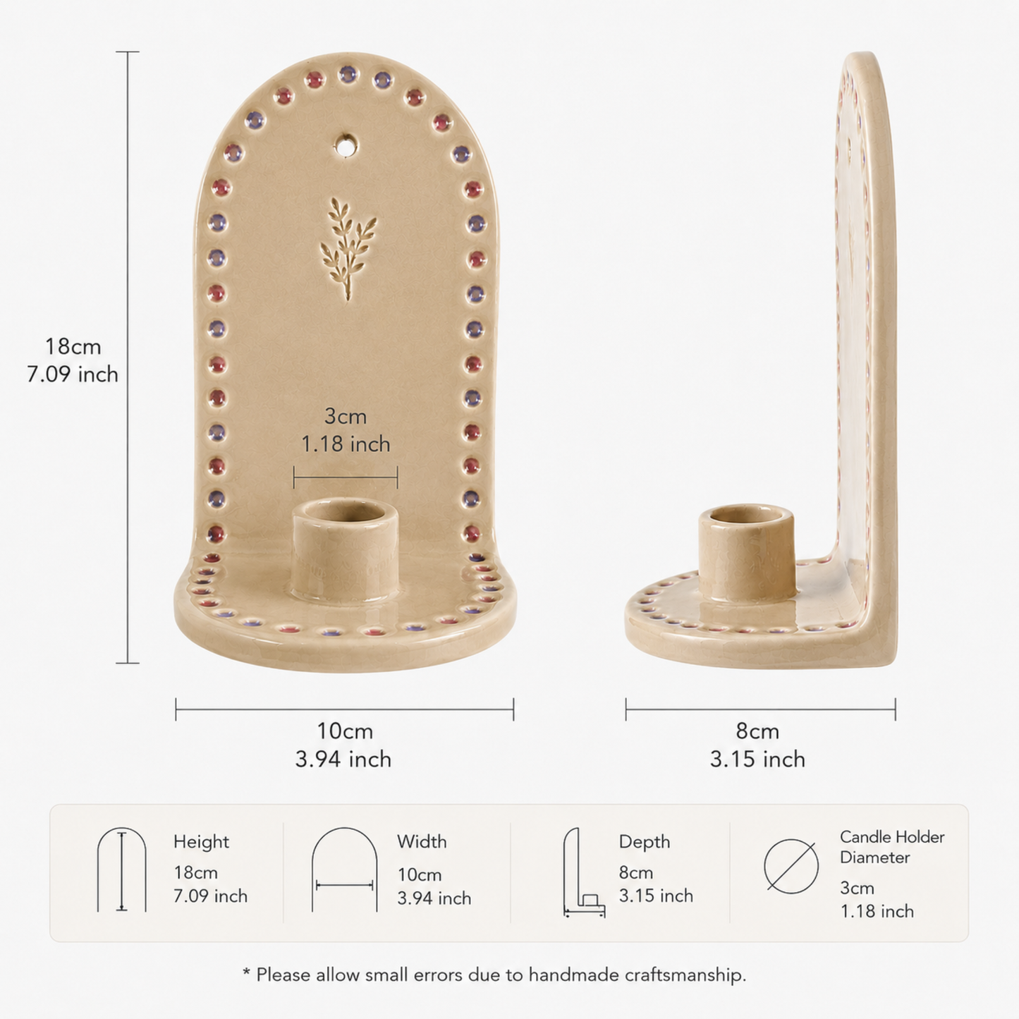 Ceramic Arch Wall Taper Candle Holder - NN06