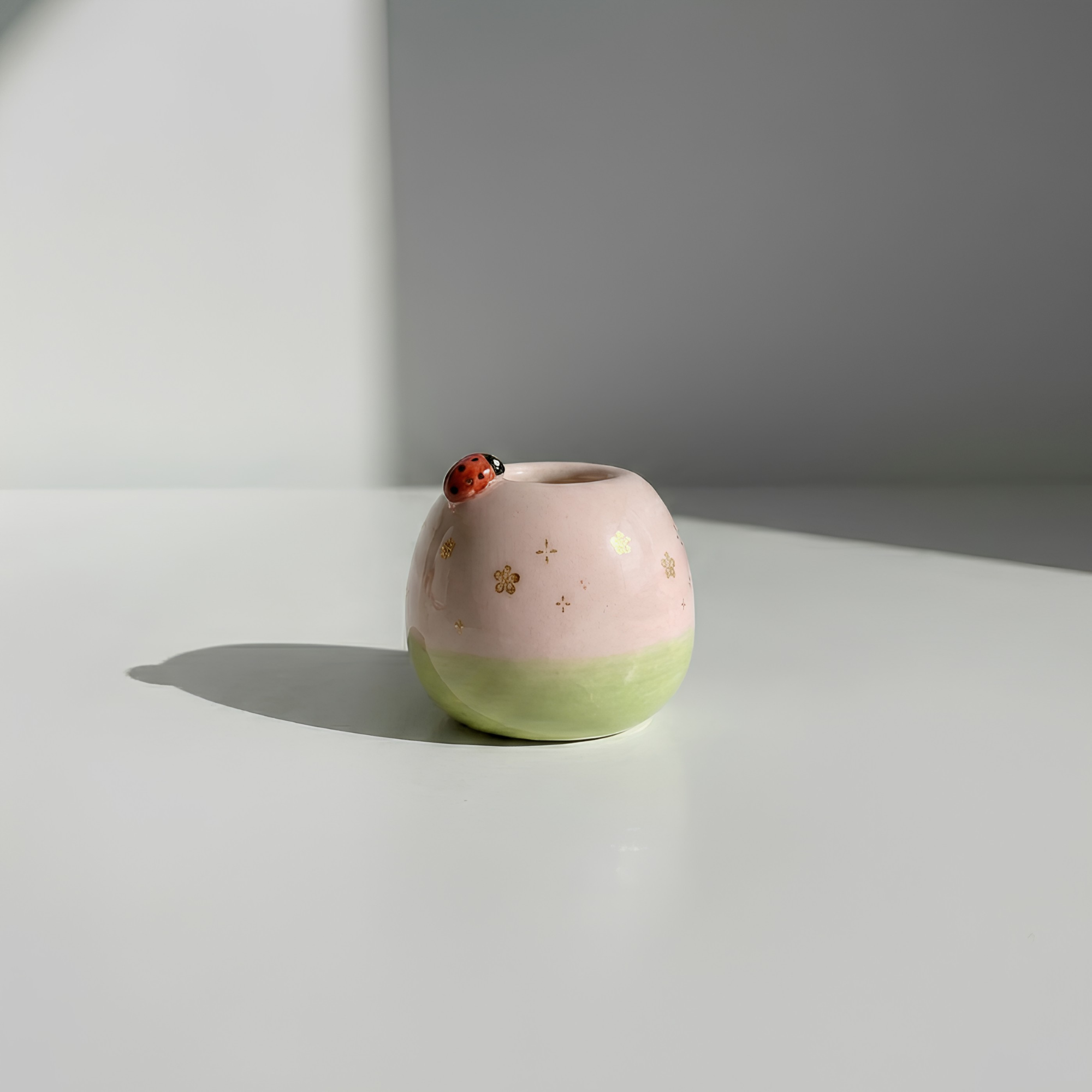 Handmade Ladybug Matcha Bowl Set, Cherry Blossom Ceramic Matcha Tea Set, LA05