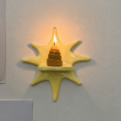 Handmade Ceramic Sunburst Wall Tealight Candle Holder - NN02