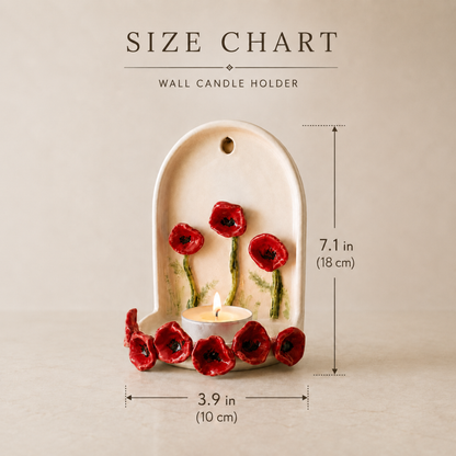 Handmade Ceramic Poppy Flower Wall Tealight Candle Holder - NN04