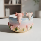 Ombre Axolotl Matcha Bowl | Handmade Ceramic Matcha Set | LA042