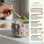Grid  Mint Blue Bunny Matcha Bowl | Handmade Ceramic Chawan | LA028
