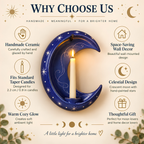Handmade Crescent Moon Ceramic Wall Candle Holder, Celestial Taper Candle Sconce, Star Wall Decor, Moon Lover Gift, Housewarming Gift