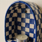 Ceramic Checkerboard Arch Wall Tealight Holder - NN08