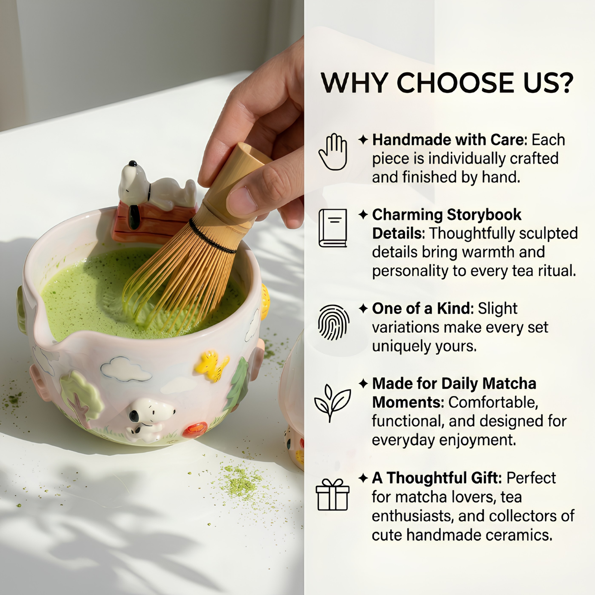 Cute Dog Matcha Bowl Set | Handmade Ceramic Puppy Doghouse Whisk Holder | Pastel Backyard Chawan | Dog Lover Gift for Tea Lovers | LA057