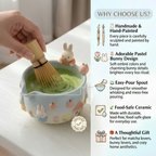 Ombre Cute Bunny Matcha Bowl | Handmade Ceramic Chawan | LA025