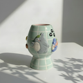 Grid  Mint Green Forest Spirit Matcha Bowl, Handmade Ceramic Matcha Set, Chawan with Whisk Holder, Cute Tea Ceremony Gift | LA06