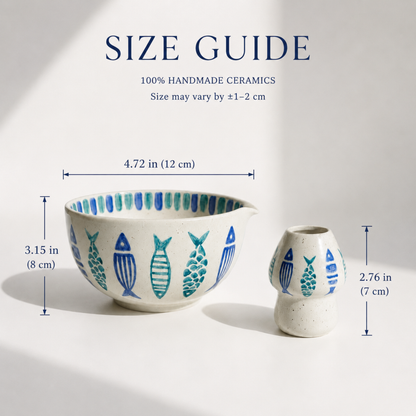 Blue Fish Ceramic Matcha Set - NN003