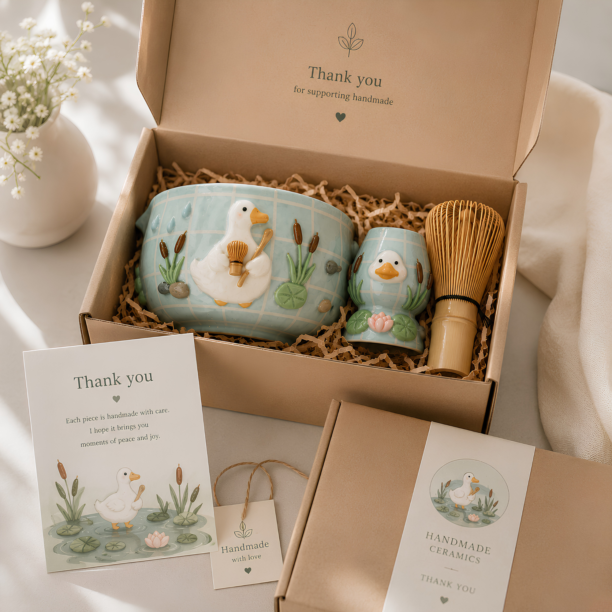 Duck Matcha Bowl | Handmade Ceramic Chawan | LA012