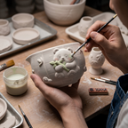 Grid Panda Matcha Bowl Set, Handmade Magic Ceramic Chawan, Whimsical Tea Bowl, Fantasy Matcha Gift | Handmade Ceramic Chawan | LA032