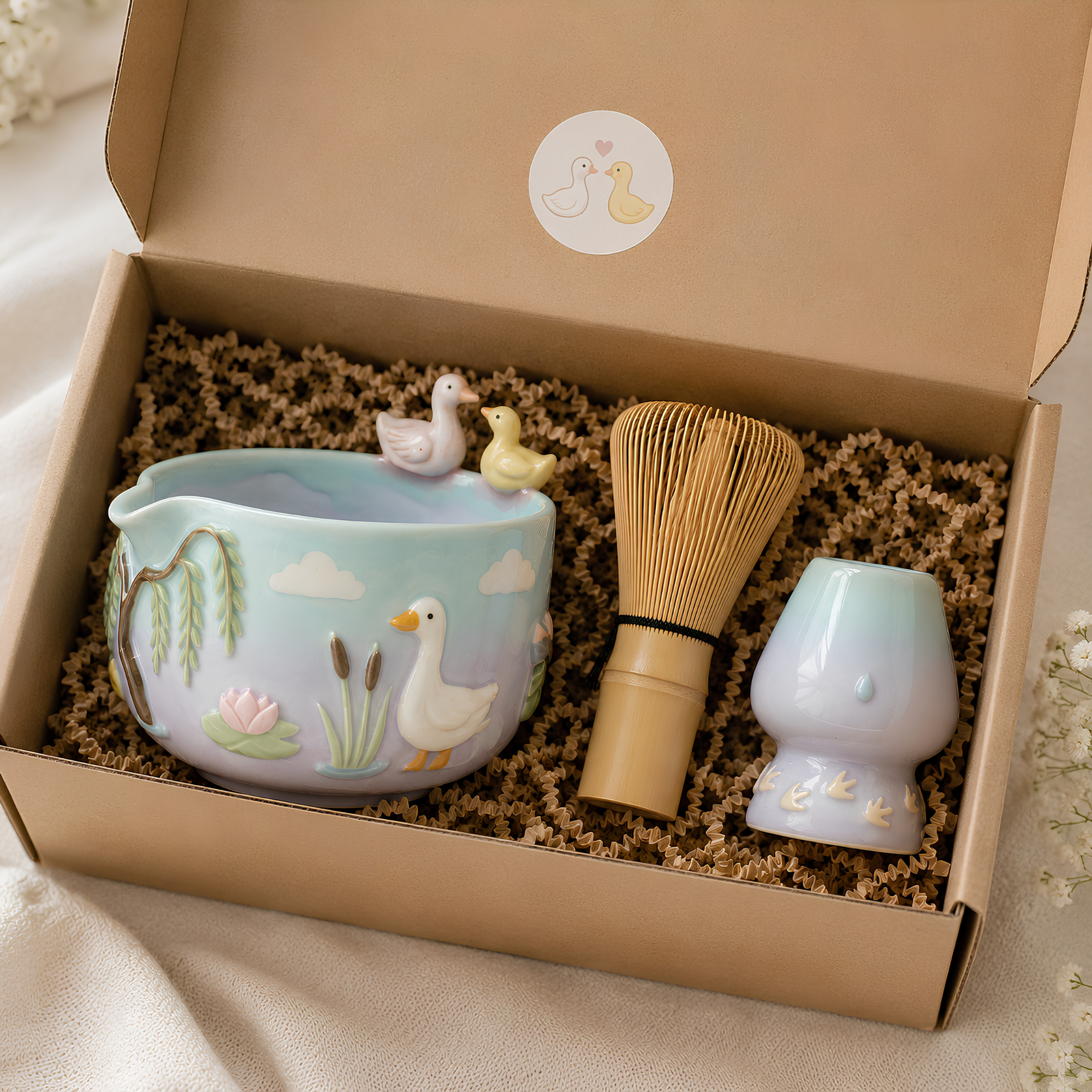 Ombré Goose Silly Matcha Bowl | Handmade Ceramic Chawan | LA020
