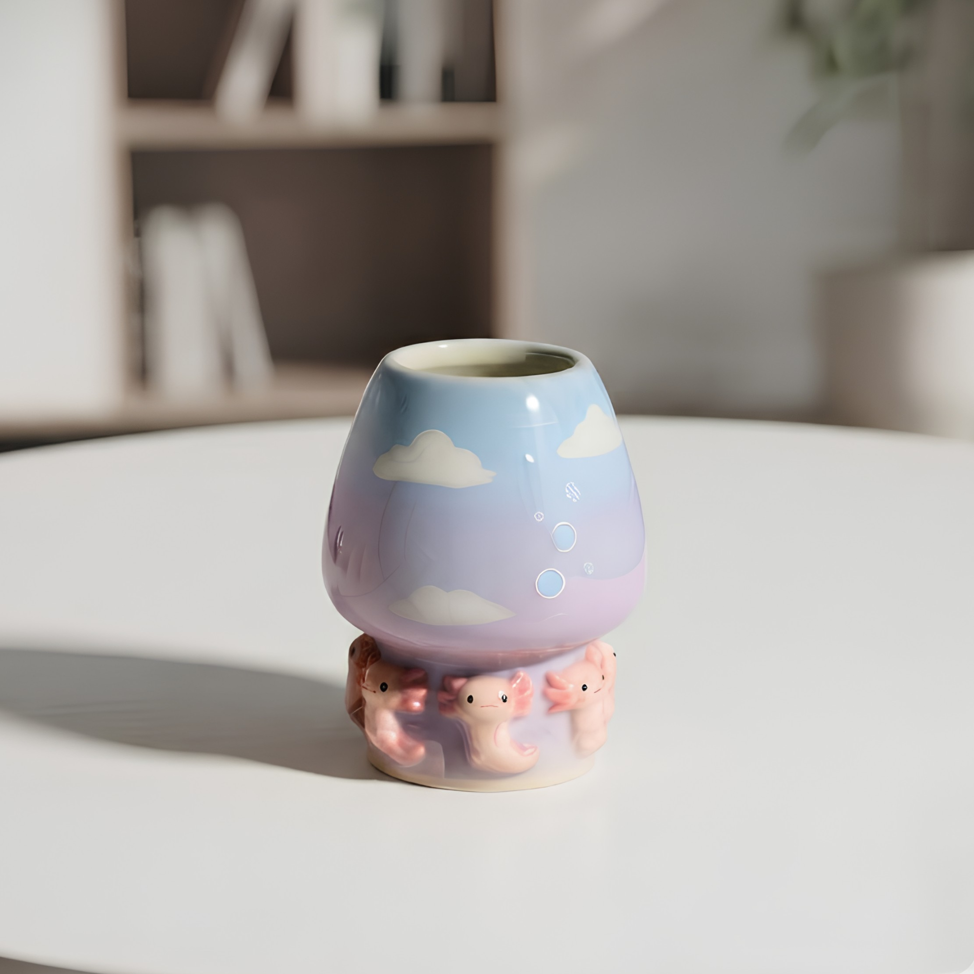 Ombre Axolotl Matcha Bowl | Handmade Ceramic Matcha Set | LA042