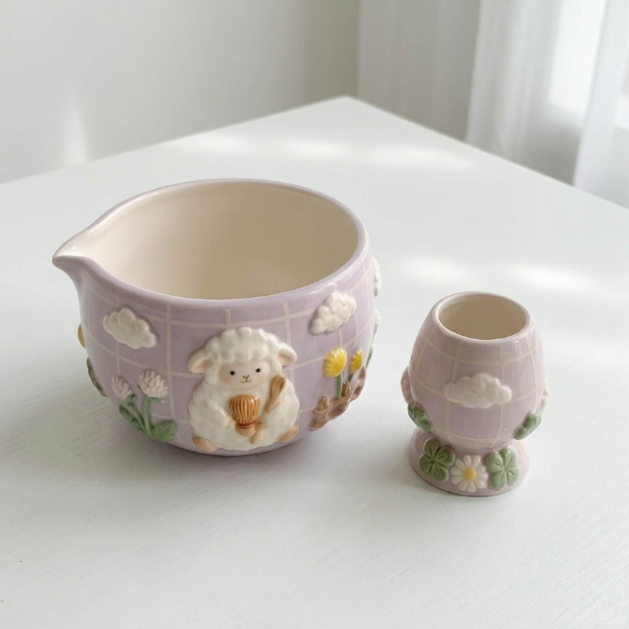 Happy Little Lamb Matcha Bowl | Handmade Ceramic Chawan | LA014