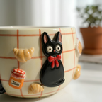 Grid Cute Cat Matcha Bowl | Handmade Ceramic Chawan | LA019