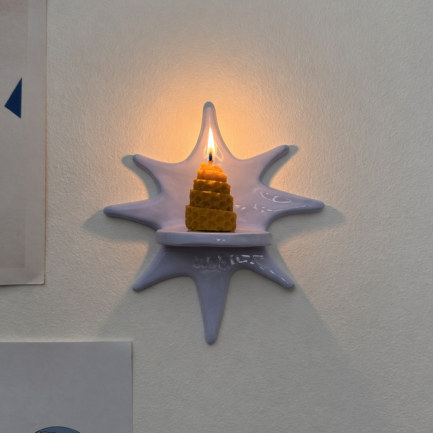 Handmade Ceramic Sunburst Wall Tealight Candle Holder - NN02