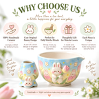 Bunny Tulip Matcha Bowl Set, Spouted Chawan & Whisk Holder, Handmade Ceramic Tea Set, Kawaii Gift for Bunny & Matcha Lovers