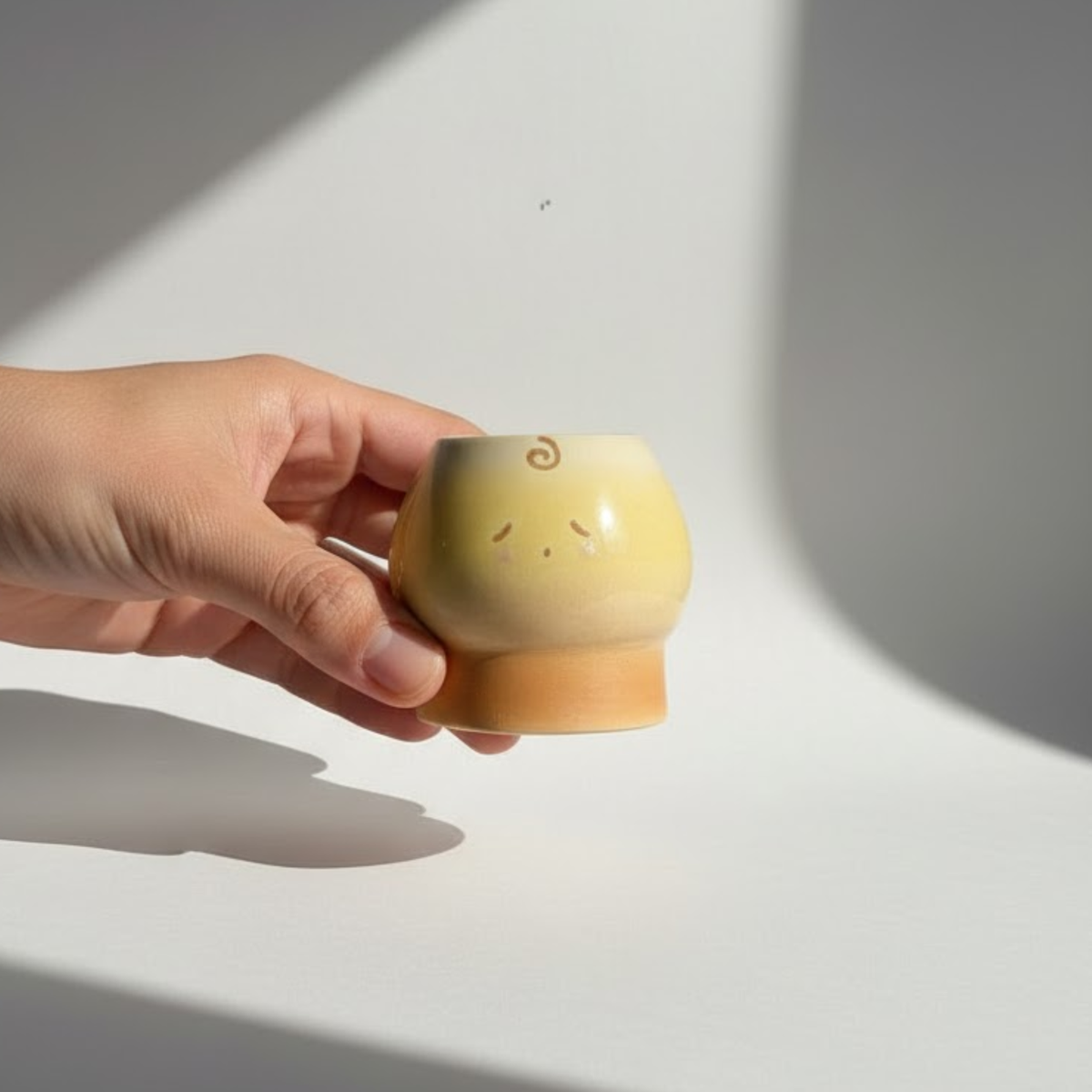 Handmade Cute Pudding & Cafe Ceramic Matcha Bowl Set | Kawaii Spouted Chawan & Whisk Holder • HX50