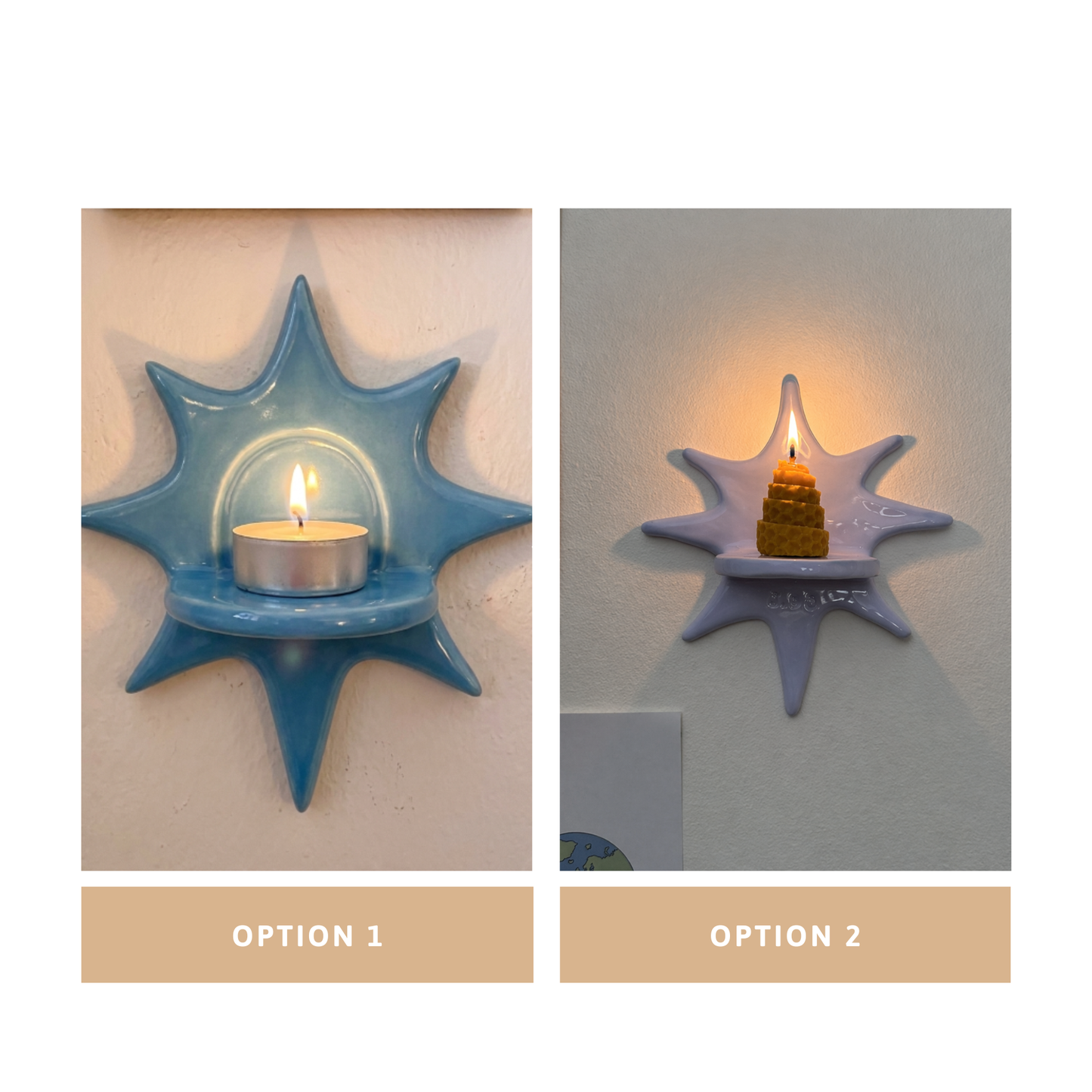 Handmade Ceramic Sunburst Wall Tealight Candle Holder - NN02