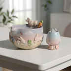 Ombre Bunny Carrot Matcha Bowl | Handmade Ceramic Chawan | LA023