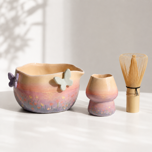 Sunset Butterfly Ceramic Matcha Set - NN006