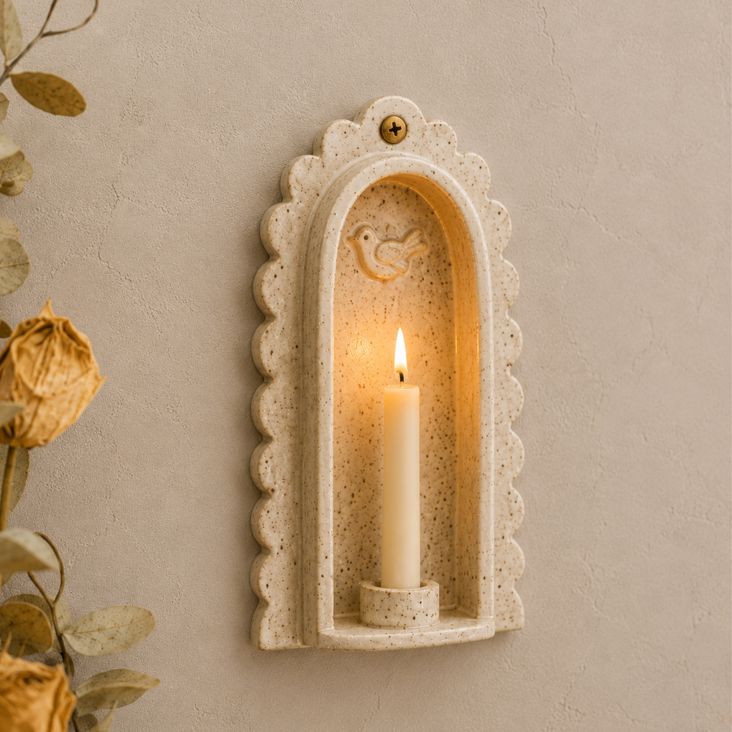 Ceramic Bird Arch Wall Candle Holder - NN07