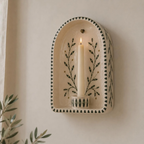 Wall Candle Holder, Ceramic Wall Sconce, Handmade Floral Candle Holder, Botanical Taper Candle Holder, Cottage Decor Gift | LA134