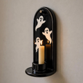 Ghost Wall Candle Holder, Halloween Wall Sconce, Handmade Ceramic Taper Candle Holder, Black Gothic Wall Decor, Spooky Home Decor | LA133
