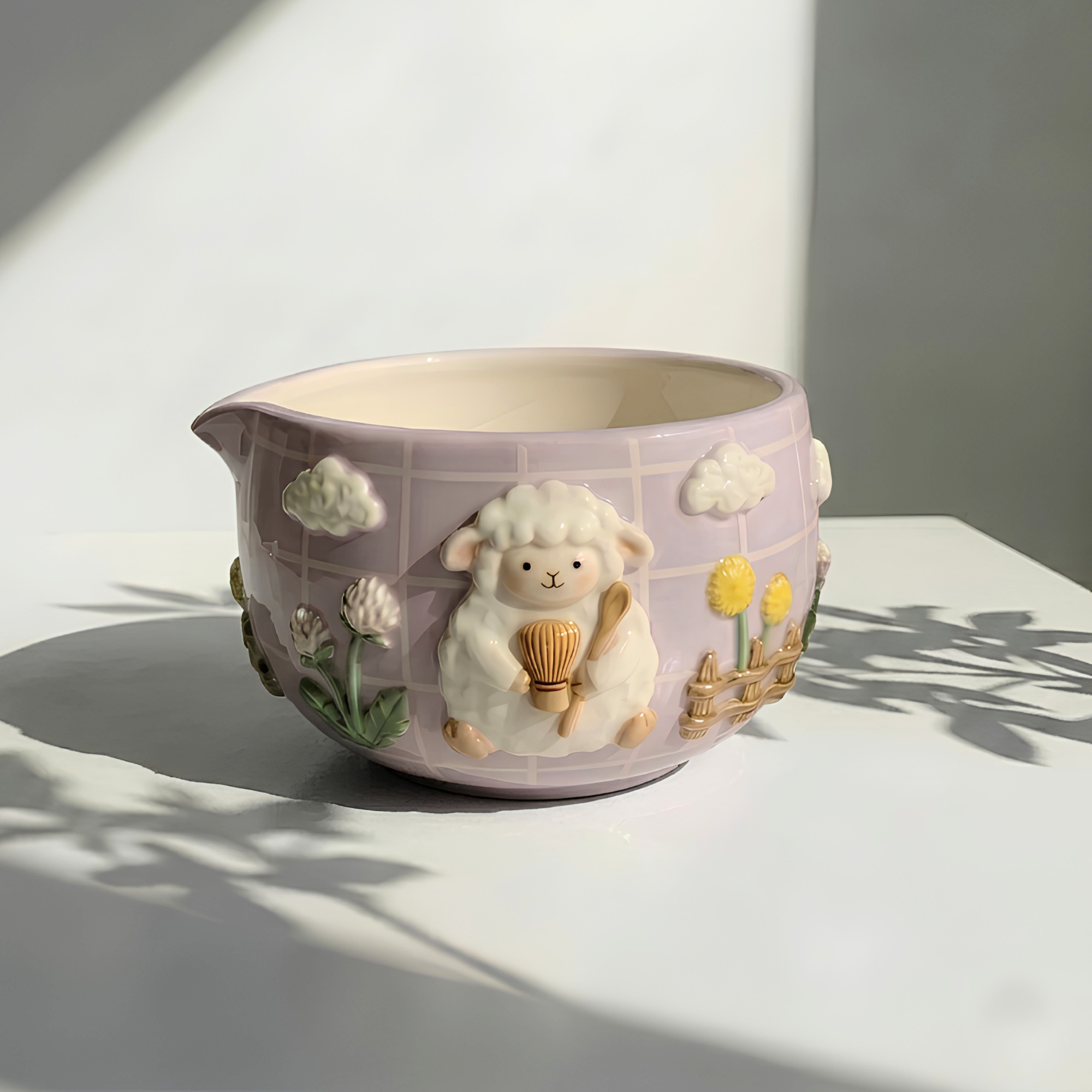Happy Little Lamb Matcha Bowl | Handmade Ceramic Chawan | LA014