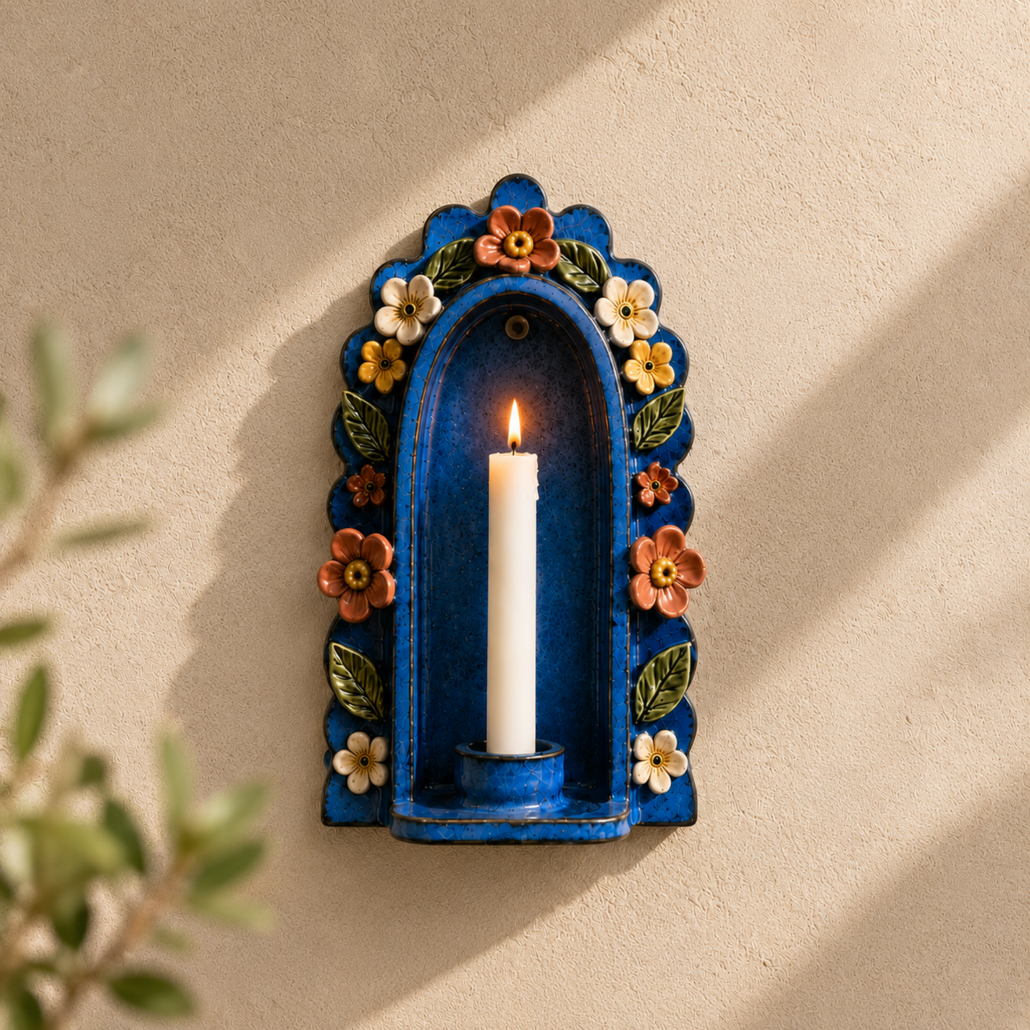 Ceramic Floral Arch Wall Candle Holder -NN09