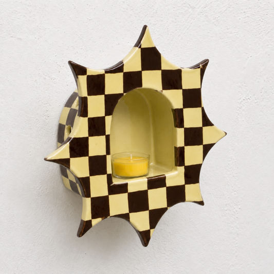 Ceramic Checkerboard Wall Candle Holder - NN05