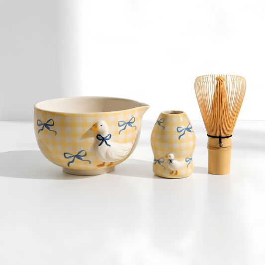 Duck Gingham Ceramic Matcha Set - NN001
