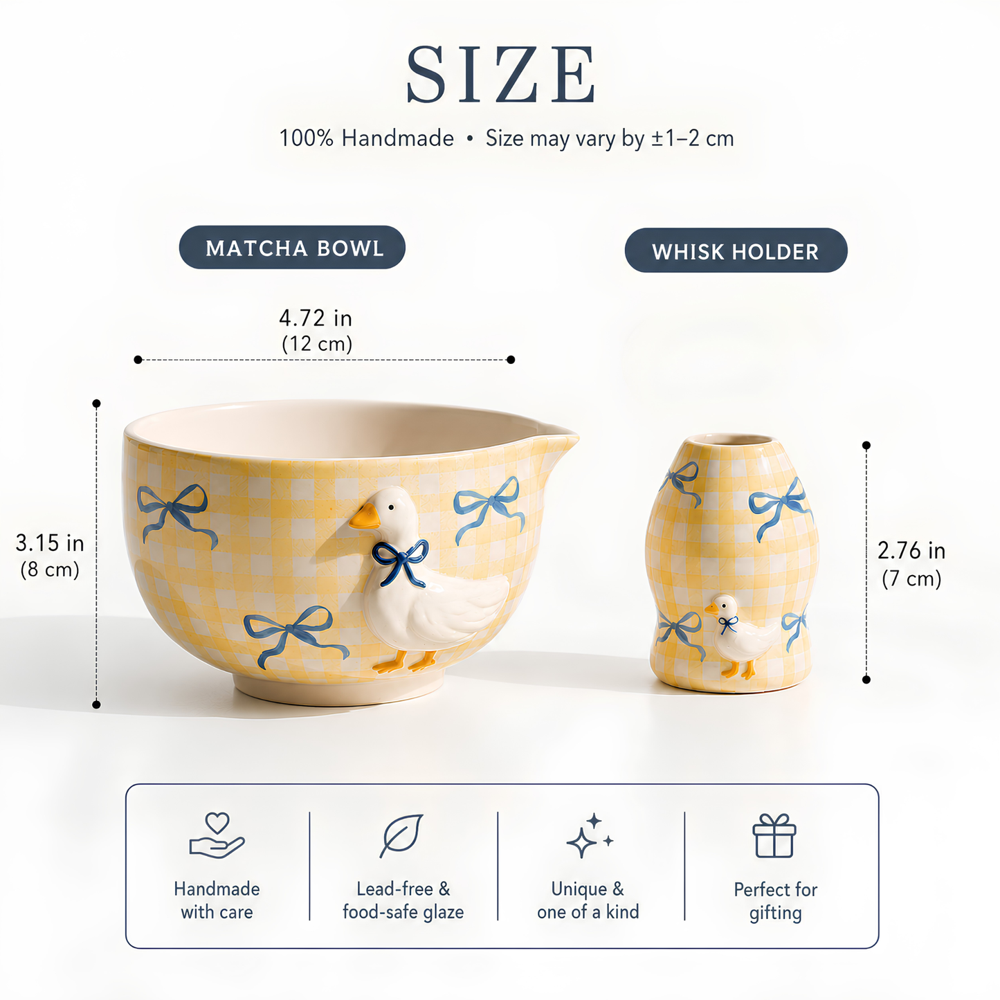 Duck Gingham Ceramic Matcha Set - NN001