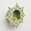 Ceramic Checkerboard Wall Candle Holder - NN05