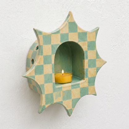 Ceramic Checkerboard Wall Candle Holder - NN05