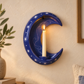 Handmade Crescent Moon Ceramic Wall Candle Holder, Celestial Taper Candle Sconce, Star Wall Decor, Moon Lover Gift, Housewarming Gift
