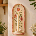 Wall Candle Holder Ceramic, Hand Painted Floral Sconce, Kitchen Decor, Cottagecore Wall Art, Handmade Gift for Her, Home Decor Accent | LA121