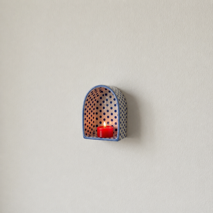 Ceramic Checkerboard Arch Wall Tealight Holder - NN08