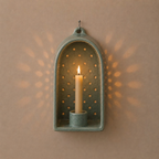 Ceramic Ajour Wall Candle Holder, Shadow Casting Wall Sconce, Handmade Perforated Candle Holder, Housewarming Gift Decor | LA128