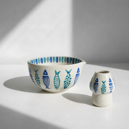 Blue Fish Ceramic Matcha Set - NN003