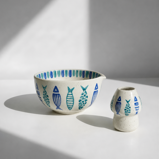 Blue Fish Ceramic Matcha Set - NN003