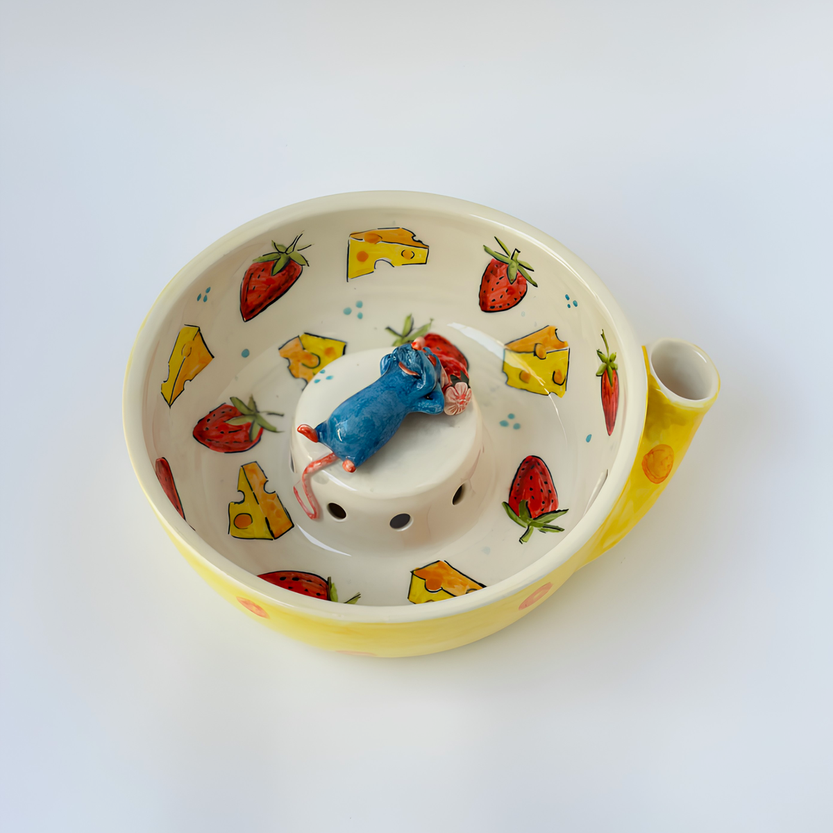 Handmade Ceramic Berry Bowl, Strawberry Colander, Fruit Washing Bowl with Drainer, Cottagecore Kitchen Gift | LA104