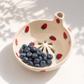 Handmade Ceramic Berry Bowl, Strawberry Fruit Colander, Berry Washing Bowl, Cottagecore Kitchen Decor, Gift for Her | LA100