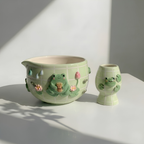 Green Frog Matcha Bowl | Handmade Ceramic Chawan | LA011