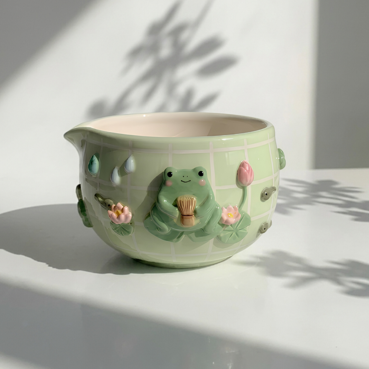 Green Frog Matcha Bowl | Handmade Ceramic Chawan | LA011