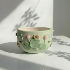 Green Frog Matcha Bowl | Handmade Ceramic Chawan | LA011