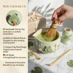 Green Frog Matcha Bowl | Handmade Ceramic Chawan | LA011
