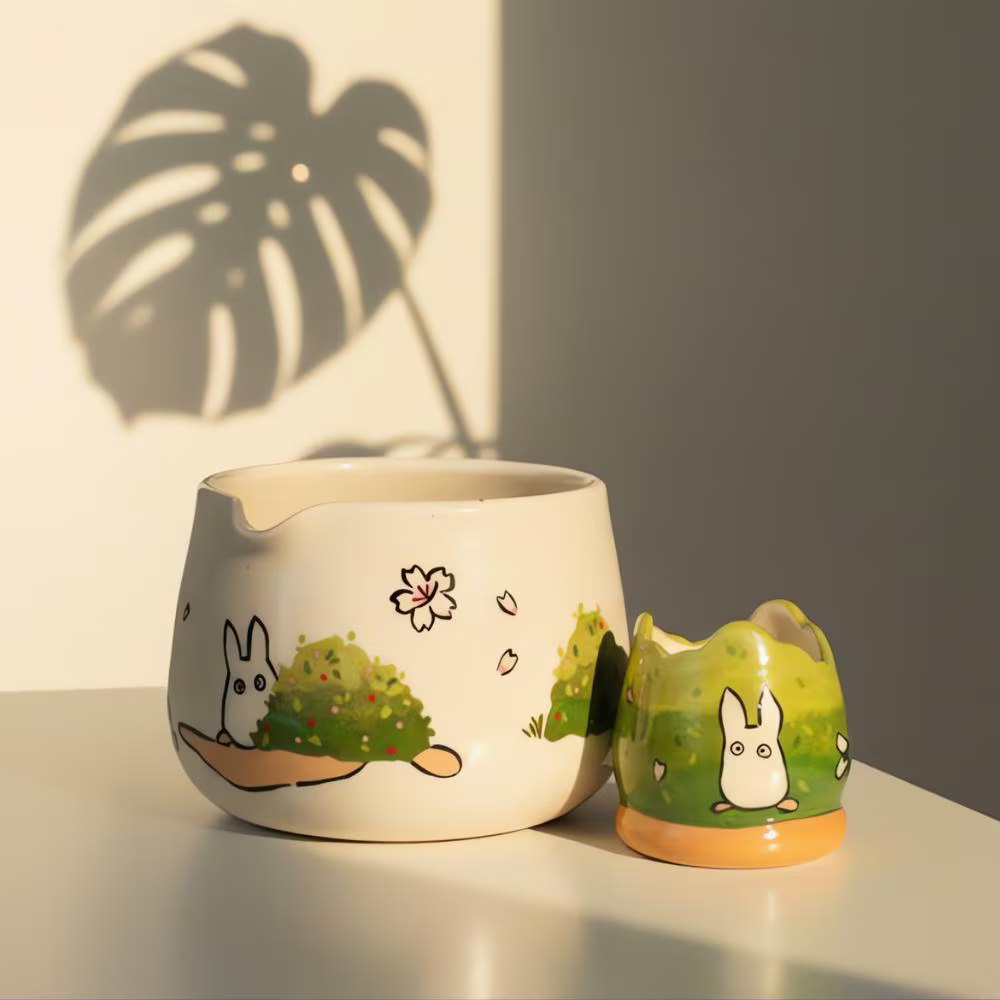 Forest Spirit Ceramic Matcha Set  | Handmade Matcha Bowl Set | LA038
