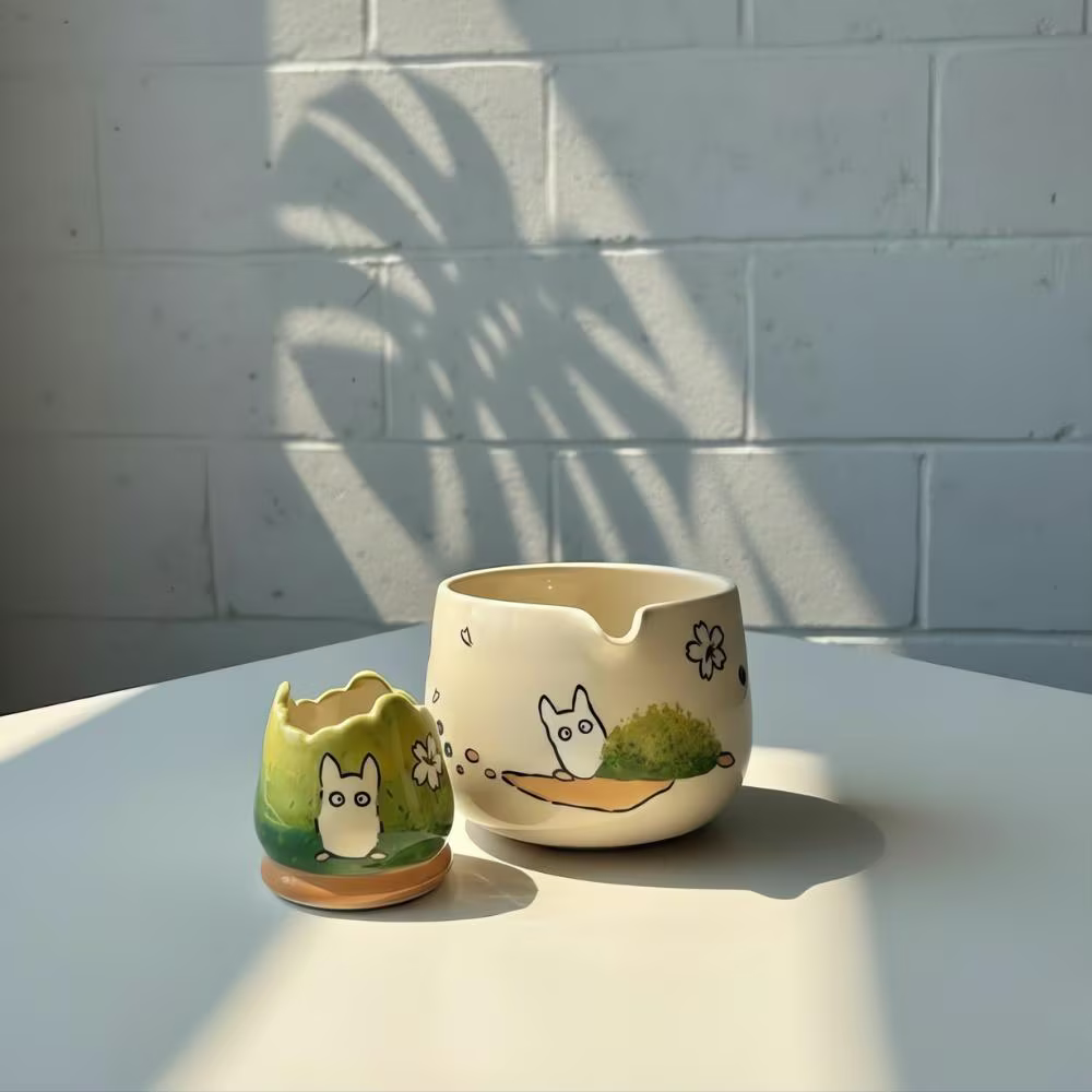 Forest Spirit Ceramic Matcha Set  | Handmade Matcha Bowl Set | LA038