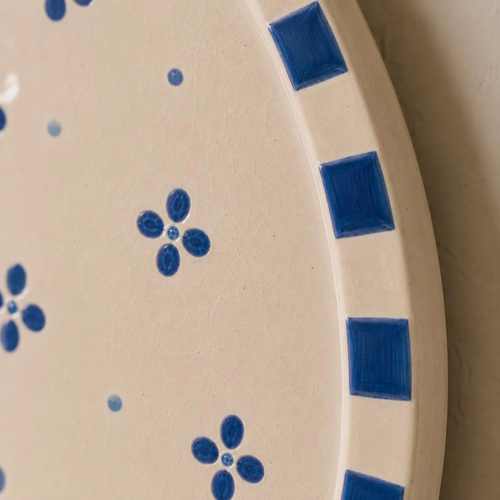 Blue Floral Wall Candle Holder, Handmade Ceramic Wall Sconce, Mediterranean Decor, Cottagecore Wall Decor, Housewarming Gift | LA124