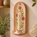 Wall Candle Holder Ceramic, Hand Painted Floral Sconce, Kitchen Decor, Cottagecore Wall Art, Handmade Gift for Her, Home Decor Accent | LA121